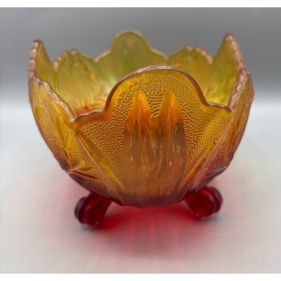 Vtg Amberina Bowl Footed Oval Saw Tooth Serving 10"x6"x5” - Picture 4 of 12